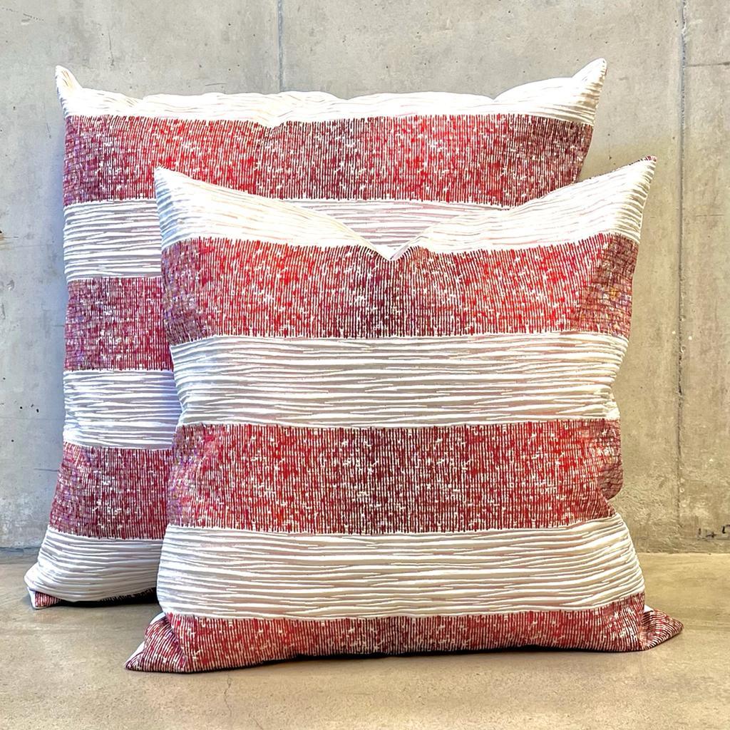 Pillows Red/White Stripes - Electric Butterfly Flowers